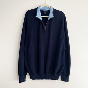 Mens Brooks Brothers quarter zip sweater Pima cotton preppy academia nautical XL